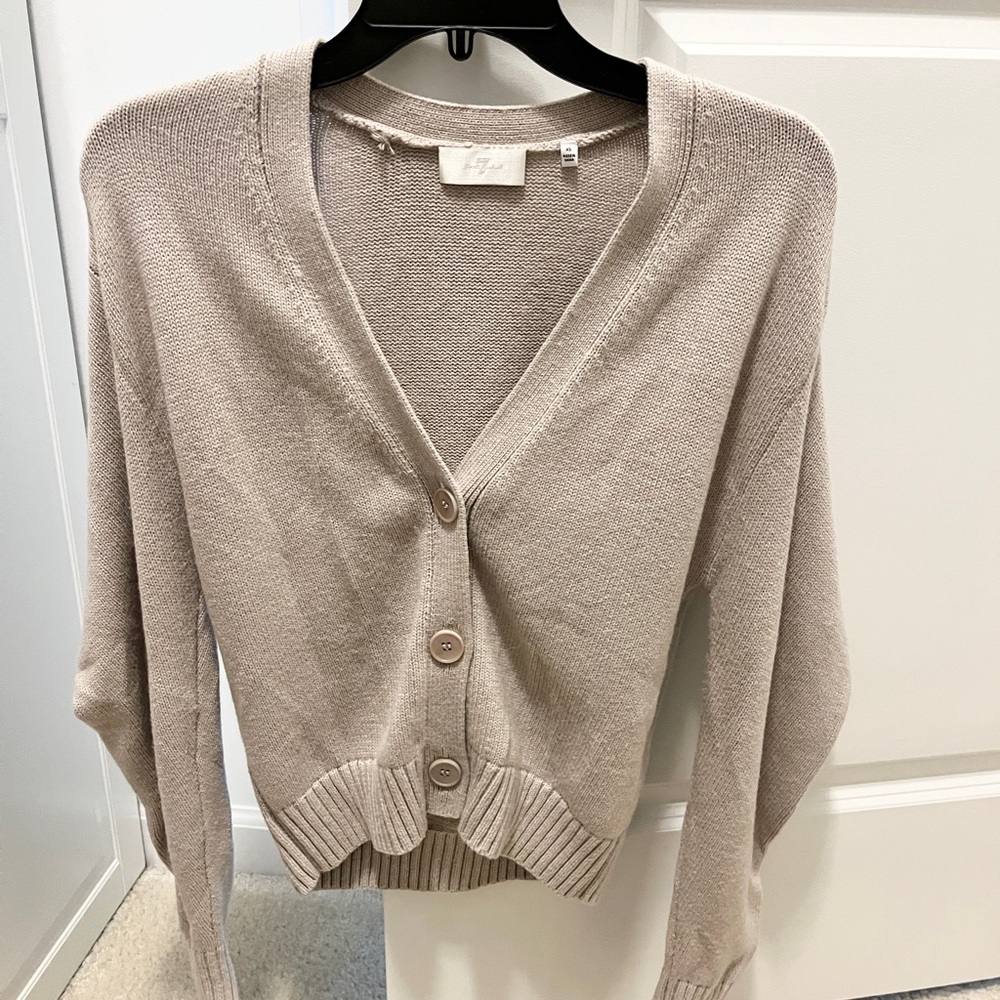 7 for All Mankind Tuck Puff Sleeve Sweater Cardigan - XS